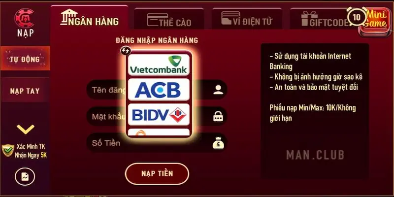 Nạp tiền ManClub